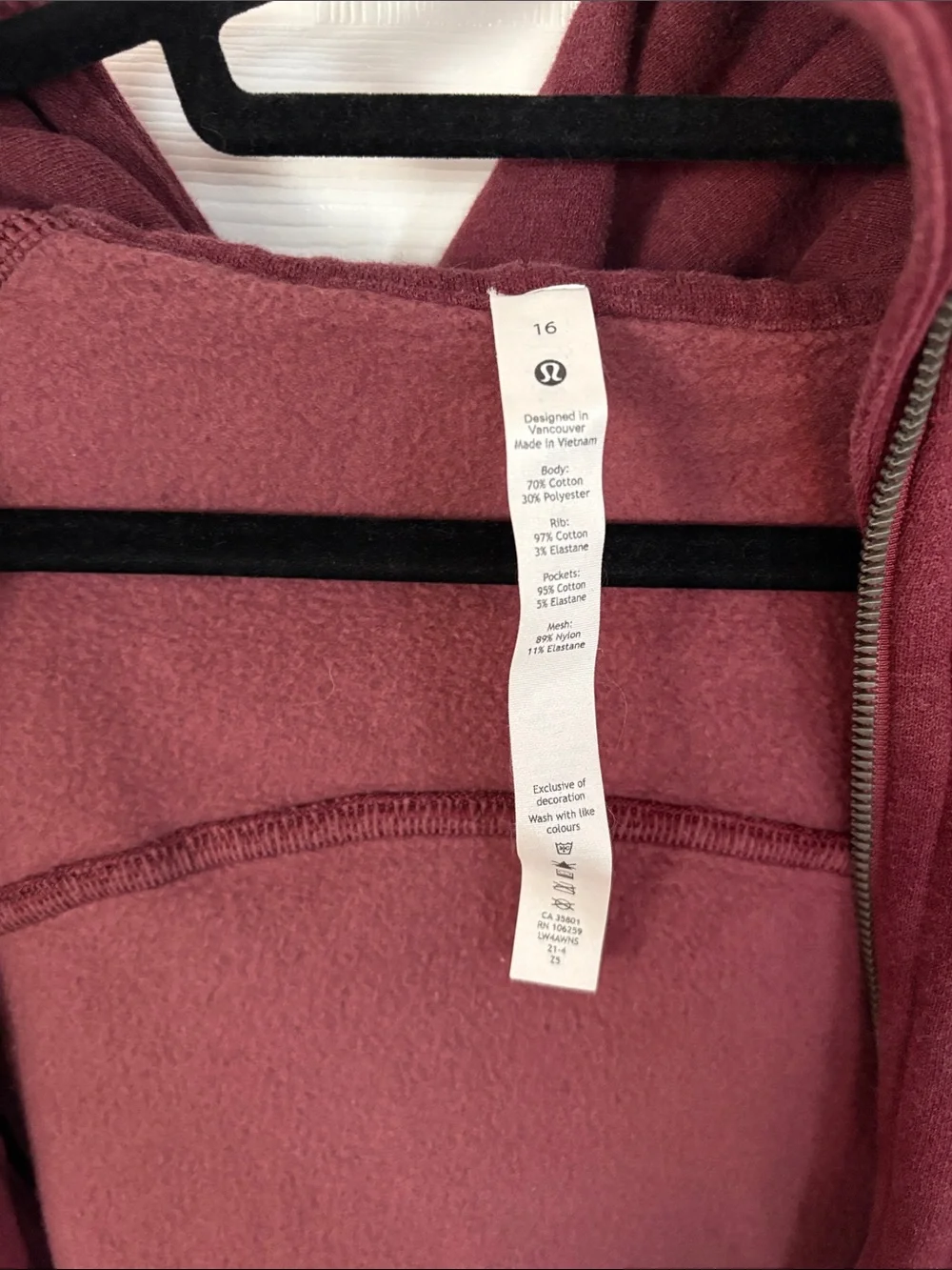 LULULEMON Heathered Smoky Red Full Zip Scuba Plus size 16 XXL - Picture 3 of 7
